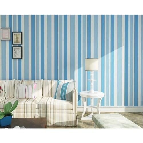Beibehang Simple Mediterranean style 3d wallpaper living room TV background fashion vertical striped nonwoven wallpaper tapety