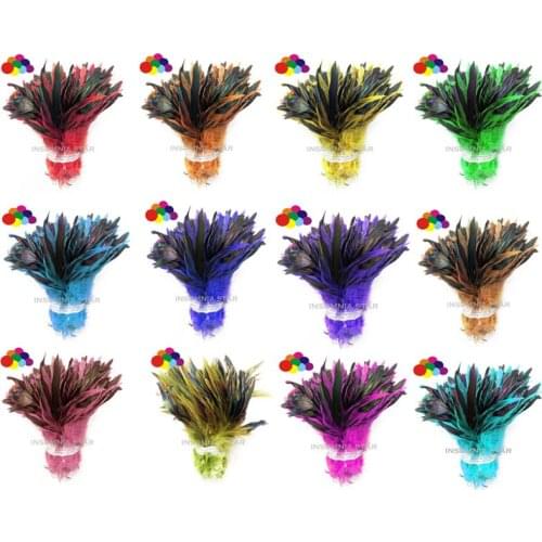 600 pcs Carnival Dyed Rooster Saddle Hackle Feather Strung 6-8 inch / 15-20 cm Chicken feather Trimming Cock Ribbons costume