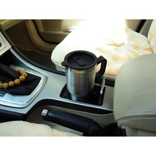 Car Heated Travel Mug 12V Charger Stainless Steel Coffee Keep Warm Flask Cup