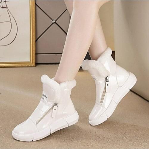 Winter Platform Boots Women Sneakers Shoes Woman High Top Casual Shoes Wedge Zipper Booties Warm White Botas Mujer