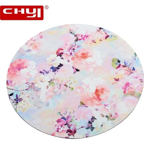CHYI Mini Size Round Rose Rubber Mouse Pad Computer Mousepad Fabric Anti-slip Offive Game Mause Mat Mausepad Computer Accessory