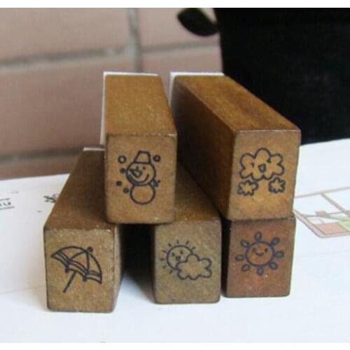 28 Pcs/Set Creative Numbers Weather Wood Stamp Aesthetic Wooden Rubber Stamps Christmas Birthday Cards Making Supplies