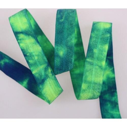 #544 Neon Green and #350 Royal Blue 5/8" Tie Dye FOE Elastic for Hair Accessories 50yards, Welcome Custom