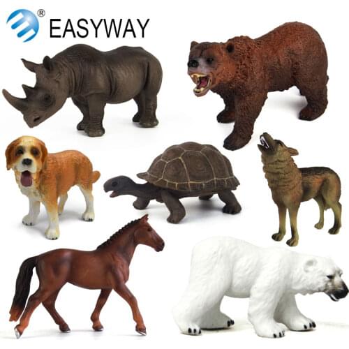 EASYWAY Jungle Real Life Wild Animals Model Figurine Action Figures Kids Toy Plastic Zoo Kids Play Home Table Toy Children Gift