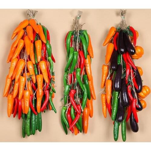 Simulation fruit and vegetable skewer farm wall hanging restaurant decoration fake cucumber pepper eggplant carrot 040