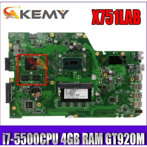 X751LJ i7-5500CPU 4GB RAM GT920M/V2G Mainboard REV2.3 For ASUS X751L R752LA R752LD X751LN X751LD X751LJ A751L Laptop motherboard