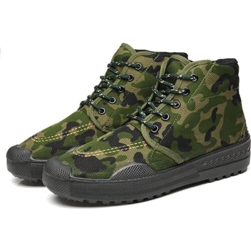 TaoBo 2019 Unisex Military Training Camouflage Outdoor Tactical Sports Shoes Women Men Shoes Site Laborers Canvas Shoes 35-45