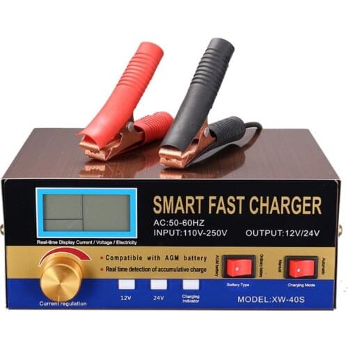 2020 new!AGM Start-stop Car Battery Charger, 400W Intelligent Pulse Repair Battery Charger 12V 24VTruck Motorcycle Charger