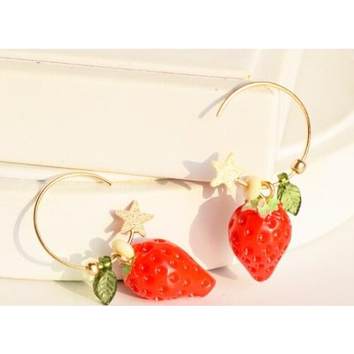 New Korean Cute Fruit Strawberry Lemon Earrings Jewelry Summer Drop Earrings For Girls Women Party Summer Holiday pendientes