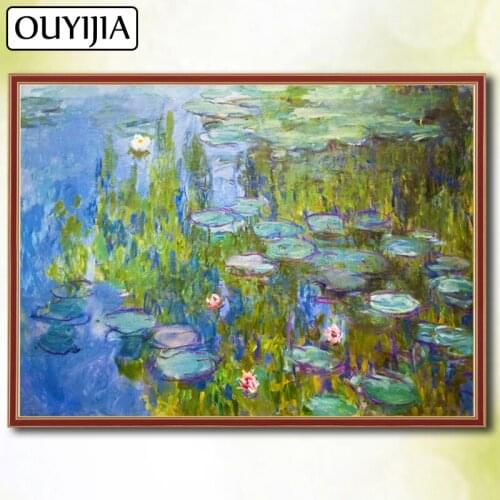 OUYIJIA Monet 5D DIY Diamond Famous Painting Lotus Flower Scenery Embroidery Painting Sale Picture Of Rhinestone Diamond Mosaic