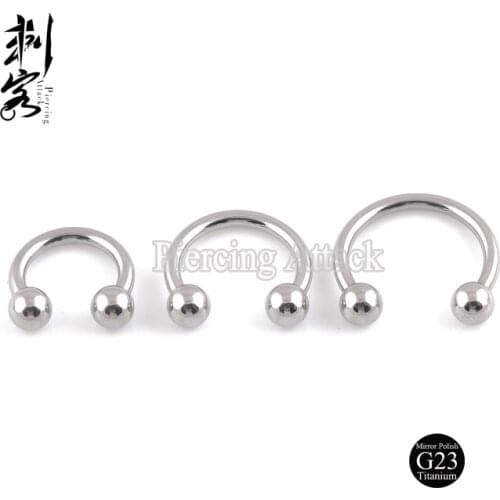 Highly Polished G23 Titanium Body Piercing 14 Gauge Titanium Ball Horseshoe Circular