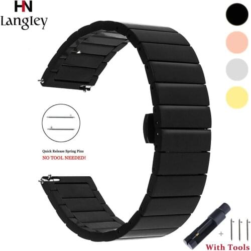 18 20 22mm Solid Stainless Steel Quick Release Double press butterfly button Watchband Strap Gear S3 S2 Universal Accessories