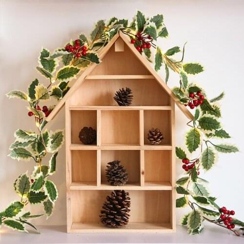 Christmas Garland Light Strings Pine Leaves Cones Red Fruit Copper Wire LED Lights Strings Christmas Decoration for Home Wedding