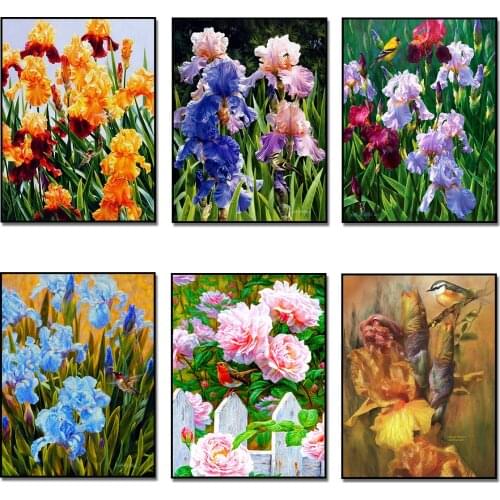 DIY Diamond Painting Iris Flowers Handmade Rhinestones Mosaic Paint Diamond Embroidery Beaded Cross Stitch Kits Hobby & Crafts