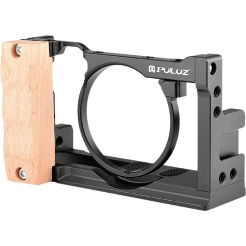 PULUZ Aluminum Alloy Camera Video Cage Stabilizer for Sony RX100 VI / VII Handle DSLR Steadycam Rig 1/4 and 3/8 Threaded Holes