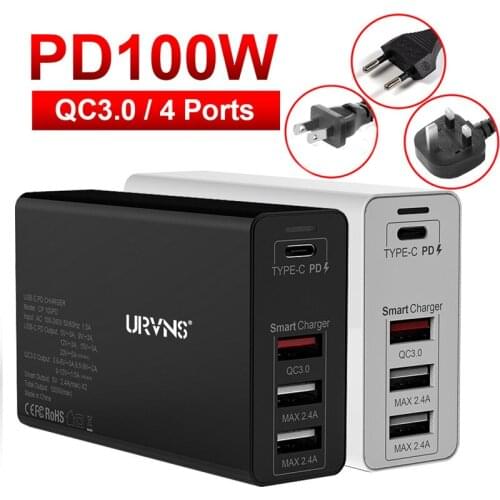 100W Quick Charge 3.0 Fast USB Charger Wall For Notebook Mobile Phone iphone 11 12 pro Charger Adapter USB C PD Charging Station