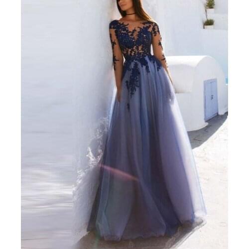 Vintage Long Sleeves Evening Dresses 2020 vestidos de fiesta de noche Sheer Illusion Open Back abendkleider Formal Women Gowns