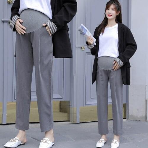 0228# Maternity Pants Spring Autumn High Waist leisure Pants Adjustable Elastic Waist Belly Support Pants Maternity Trousers