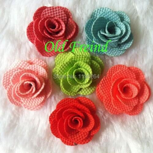1.2" Fabric Textured Rose flower, Hair flower 13 Color IN STOCK, 80pcs/lot Free shipping, hair accessories