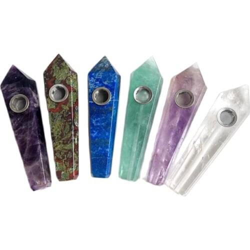 1pcs Natural Quartz clear Crystal Amethyst Stone Smoking Pipe to Heal Crystal Stone Tobacco Pipe