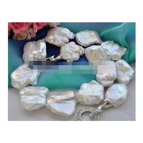 1520 BIG WHITE BAROQUE KESHI REBORN PEARL NECKLACE 18inch