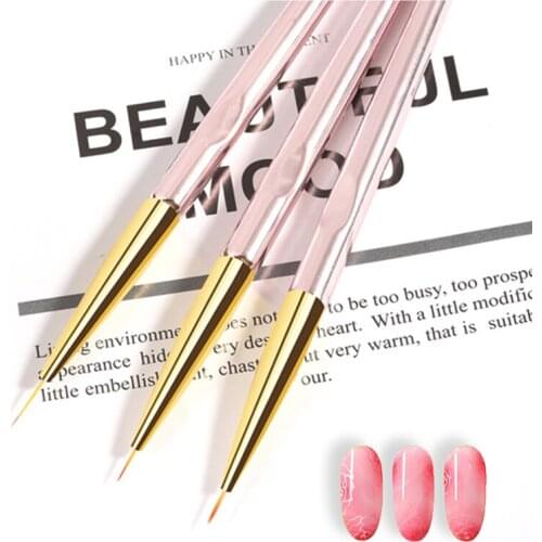 3PCS Rose gold nail art drawing pen Professional nail art drawing flower design pen Electroplating nail art set Nail salon tools