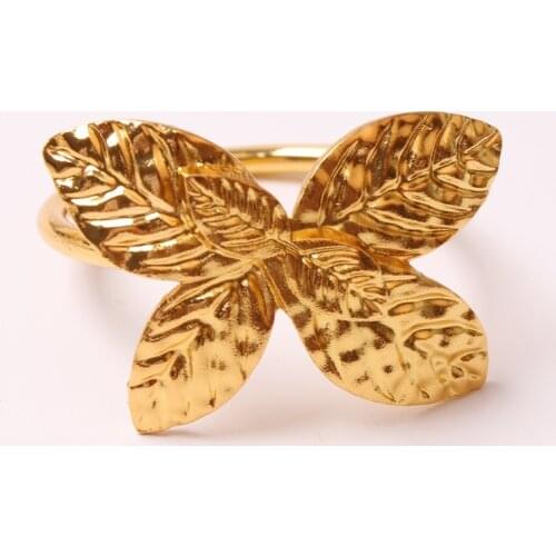 4pcs Alloy simple leaf napkin ring cloth ring hotel restaurant decoration napkin buckle napkin ring