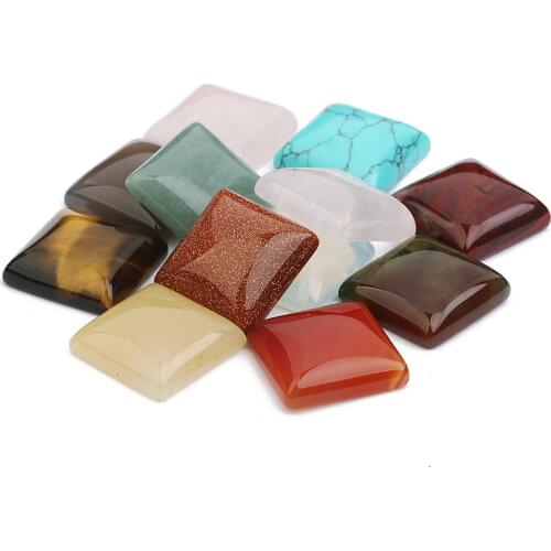 Wholesale 5pcs Square Cabochon Beads 16mm Faceted Flatback Natural Stone Cameo Beads for DIY Handmade Jewelry Making Findings