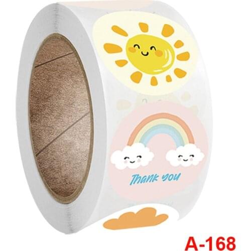 500pcs/roll Round Weather Flower Thank You Sticker Small Roll Bag Mailing Supplies Handmade Gift Decoration Seal Sticker