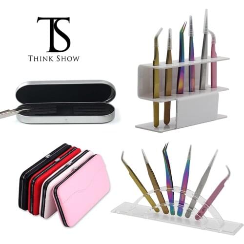 Eyelashes ExtensionTweezers Storage Acrylic Holder Durable Convenient Tweezers Professional Lashes Tweezers PU Leather Cases