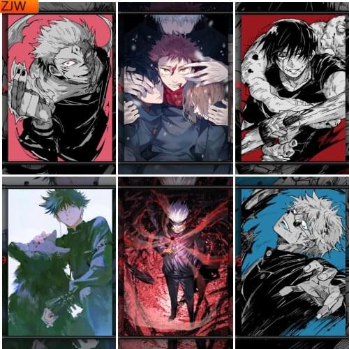 Diamond Painting Jujutsu Kaisen Gojo Satoru Itadori Yuji Anime Diamond Inlaid Diamond Mosaic Cross Stitch Kits Home Decoration