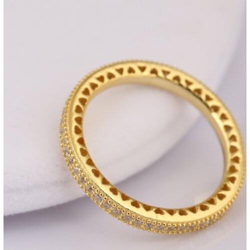 Authentic S925 Shine Hearts With Crystal Ring For Women Wedding Party Gift fit Lady Fine Jewelry