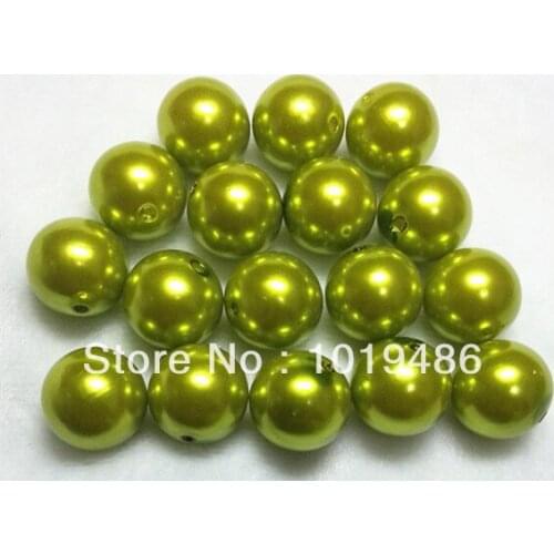 Free shipping ! 20mm Light army green color Acrylic Pearl Beads Chunky beads Gumball Beads 110pcs/lot (B35)