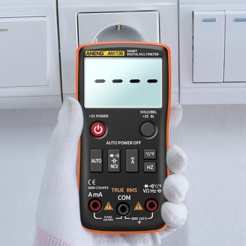 AN113B Digital Multimeter with Temperature Tester 6000 Counts Auto-Ranging AC/DC Transistor Voltage Meter D23 20 Dropshipping