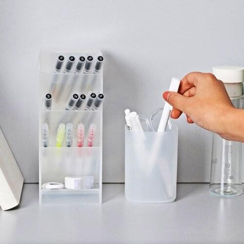 Art creative multi-function four grid desktop storage box pen holder cosmetic storage box school office supplies stationery