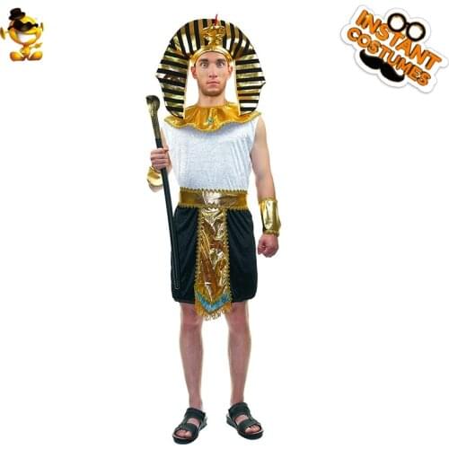Halloween Adult Men Ancient Egyptian King Costume with Carnival Fancy Dress Deluxe Pharaoh Prince Suits for Christmas Costumes