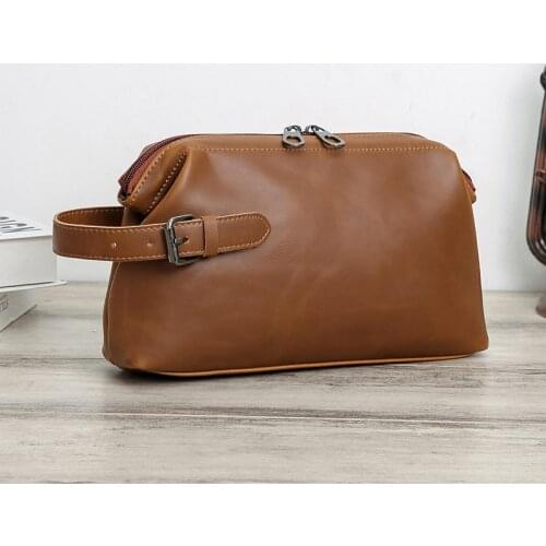 Vintage Crazy Horse Leather Clutch Bags for Men 2021 New Mans Wallet Brand Design Phone Purse Casual Travel Storage Bag Handbag