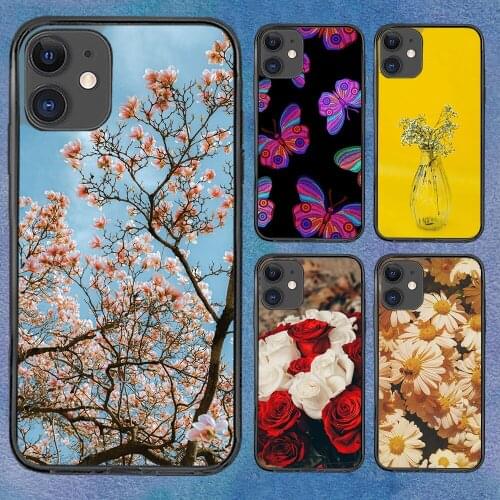 Flower Butterfly Pretty Phone Case For iphone 11 6 Mini Pro XS Max X XR 7 12 Plus Soft TPU Cover 12Pro 11Pro 12Mini