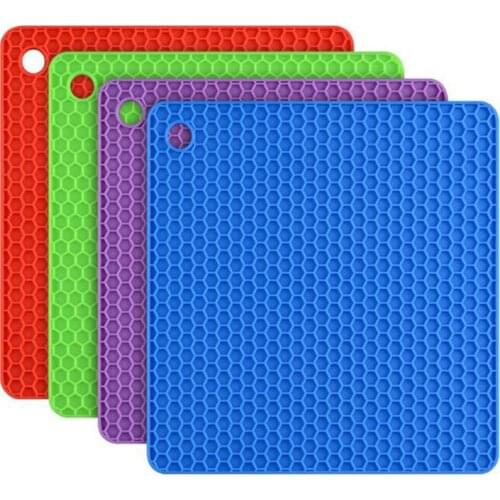Square honeycomb silicone placemat,heat insulated pad; heat proof mat; pot holder