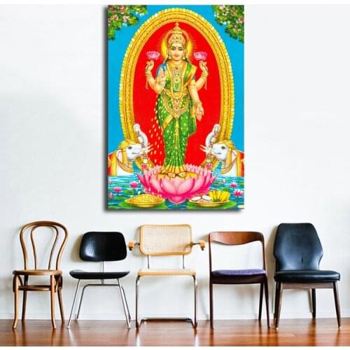 Lakshmi or Laxmi Painting Saraswati Devi Ganesha Posters and Prints Decorative Wall Art Pictures for Living Room Home Decor