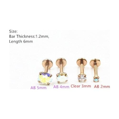LOT20pcs Body Jewelry Body Piercing - CZ Rose Gold Lip Labret Ring Ear Helix Bar Lip Piercing 16g Pick Up Sizes