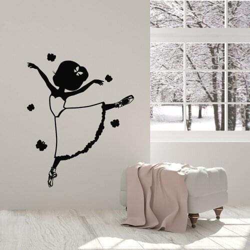 Little Ballerina Girl Wall Decal For Nursery Kids Room Room Dance Pose Ballet Studio Vinyl Wall Stickers Decor Bedroom W663