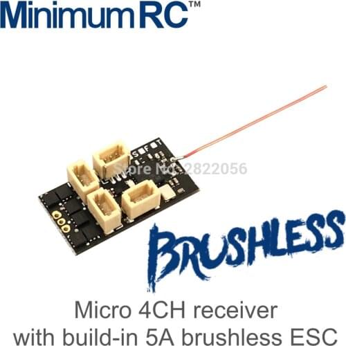 Miniature 4-channel receiver with 5A brushless DSM2 Flysky Sfhss Frsky integrated brushless ESC for mini RC Airplane