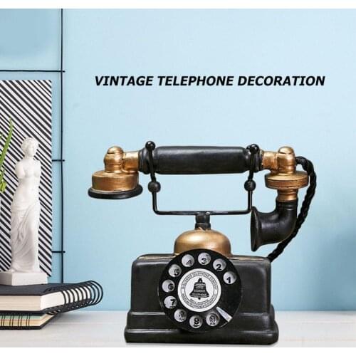 Vintage Style Artificial Telephone Model Retro Resin Home Decor Ornament Craft Classic Colors and Simple Durable Design