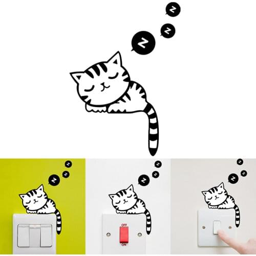 Cute Cat Switch Stickers Wall Decor Room Decor On-off Sticker Baby Kids Room Sticker