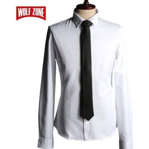 Spring Autumn Black White Men Shirt Brand Business Formal Slim Fit Mens Shirts Fashions Casual Man Long Sleeve Dress Clothing