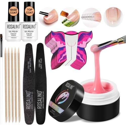 Rosalind Extension Nails Polish Gule Set Pure Color Manicure Profession Builder Poly Nail Gel Need Matt Top And Base Coat Kits