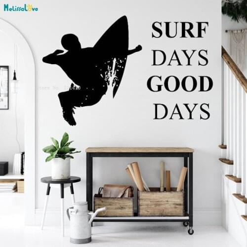 Surf Days Good Days Wall Decal Brave Water Sports Home Decor Surfer Board Wave Extreme Window Murals Removable YT4552