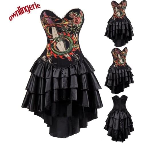 New items sexy black Punk dress with animal Dragon sword design s-2xl W3489