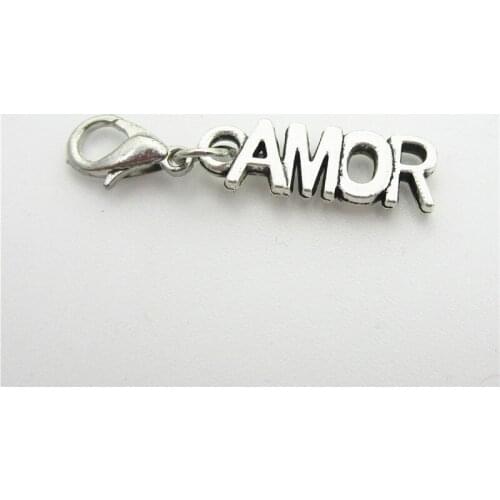 New 20pcs/lot Silver Amor Dangle Charms Lobster Clasp DIY Bracelet Necklace Pendants Jewelry Hanging Charms